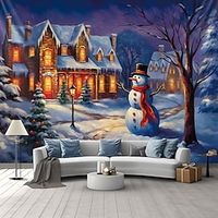Christmas Snowman Hanging Tapestry Wall Art Large Xmas Tapestry Mural Decor Photograph Backdrop Blanket Curtain Home Bedroom Living Room Decoration Lightinthebox - thumbnail