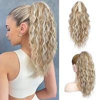 Highlight Ponytail Extension Claw Tia Long Multi Layered Fluffy Thick Wavy Jaw Clip in Fake Pony Tails Fake Hair Soft Natural Synthetic Hairpiece Dark Blonde White Blonde Highlights Lightinthebox