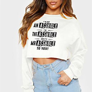 Women's Sweatshirt Crop Top Text Slogan Monograms Crop Top Casual Sports Hot Stamping Active Streetwear Hoodies Sweatshirts  Cotton Yellow Gray White Lightinthebox