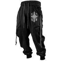 Cross Faith Vintage Men's 3D Print Sweatpants Joggers Pants Trousers Outdoor Street Casual Daily Polyester Black White Purple S M L Mid Waist Elasticity Pants Lightinthebox - thumbnail