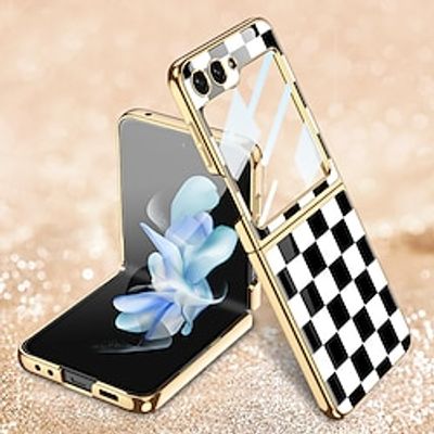 Electroplated Pattern Tempered Glass Case For Samsung Galaxy Z Flip 5 Back Screen Protective Hard Cover For Galaxy Z Flip5 Case miniinthebox