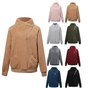 Women's Yoga Top Winter Zipper Pocket Solid Color Dark Grey Rosy Pink Polar Fleece Yoga Fitness Gym Workout Top Long Sleeve Sport Activewear Breathable Comfortable Micro-elastic Lightinthebox