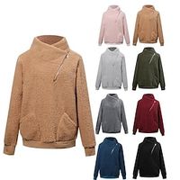 Women's Yoga Top Winter Zipper Pocket Solid Color Dark Grey Rosy Pink Polar Fleece Yoga Fitness Gym Workout Top Long Sleeve Sport Activewear Breathable Comfortable Micro-elastic Lightinthebox - thumbnail