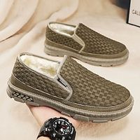 Men's Loafers  Slip-Ons Comfort Loafers Fleece lined Vintage Casual British Outdoor Daily Fabric Warm Slip-on Black Khaki Gray Fall Winter miniinthebox - thumbnail
