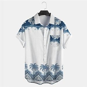Men's Shirt Summer Hawaiian Shirt Coconut Tree Graphic Prints Turndown White Outdoor Street Short Sleeves Button-Down Print Clothing Apparel Tropical Fashion Hawaiian Designer miniinthebox