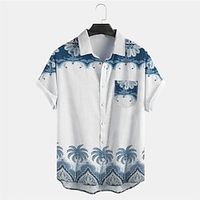 Men's Shirt Summer Hawaiian Shirt Coconut Tree Graphic Prints Turndown White Outdoor Street Short Sleeves Button-Down Print Clothing Apparel Tropical Fashion Hawaiian Designer miniinthebox - thumbnail