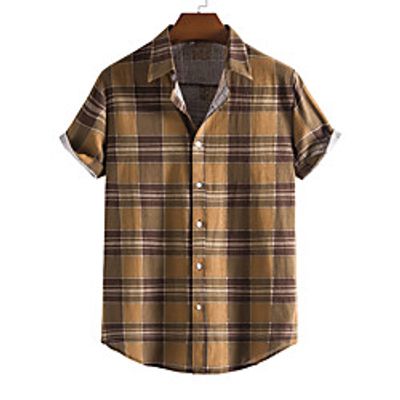 Men's Shirt Other Prints Letter Animal Print Short Sleeve Daily Tops Beach Boho Yellow miniinthebox