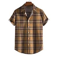 Men's Shirt Other Prints Letter Animal Print Short Sleeve Daily Tops Beach Boho Yellow miniinthebox - thumbnail
