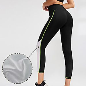 YUERLIAN Women's High Waist Yoga Pants Patchwork Capri Leggings Bottoms Tummy Control Butt Lift Quick Dry Solid Color Black  Orange Black  Green Mesh Spandex Yoga Fitness Gym Workout Summer Sports Lightinthebox