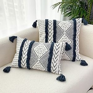 Tufted Blue Pillow Cover Geometric Boho Farmhouse Square Zipper Traditional Classic for Bedroom Livingroom Sofa Couch Chair miniinthebox