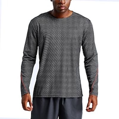 Men's Gym Shirt Running Shirt Training Shirt Basketball Shirt Men Tops Crew Neck Long Sleeve Street Vacation Going out Casual Daily Quick dry Moisture Wicking Breathable Plain Black Light Grey Lightinthebox