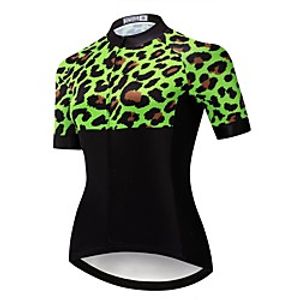 21Grams Women's Short Sleeve Cycling Jersey Summer Spandex Polyester Black Leopard Bike Jersey Top Mountain Bike MTB Road Bike Cycling Quick Dry Moisture Wicking Breathable Sports Clothing Apparel Lightinthebox