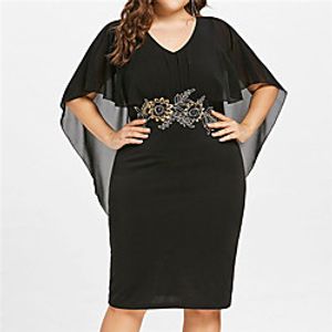 Women's A Line Dress Knee Length Dress Purple Wine Black Half Sleeve Print Print Fall Summer V Neck Casual 2021 XL XXL 3XL 4XL 5XL Lightinthebox