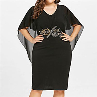 Women's A Line Dress Knee Length Dress Purple Wine Black Half Sleeve Print Print Fall Summer V Neck Casual 2021 XL XXL 3XL 4XL 5XL Lightinthebox