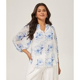 Elegant Ink Floral Chiffon Blouse