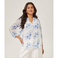 Elegant Ink Floral Chiffon Blouse