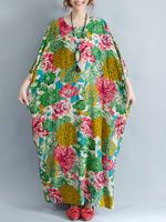Retro Flower Printed Maxi Dress