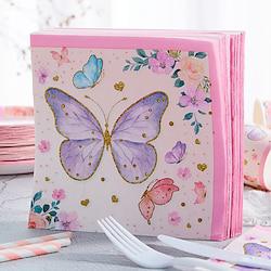 25 pieces/set of butterfly disposable napkins 1313-inch 2-storey pink flower butterfly party paper disposable colorful garden flowers in spring and summer and butterfly towels wedding birthday h Lightinthebox