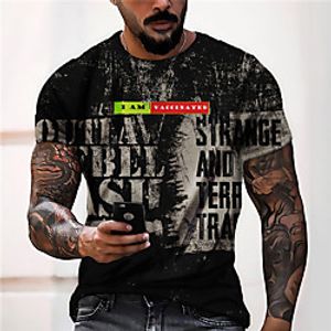 Men's Unisex Tee T shirt Shirt 3D Print Graphic Prints Letter Print Short Sleeve Daily Tops Casual Designer Big and Tall Black Lightinthebox