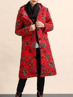 Casual Floral Women Hooded Coats