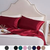Silky Satin Pillowcase for Hair and Skin, 2 Pack Luxurious Satin Pillow Cases with Envelope Closure, Satin Pillow Shams Set of 2 Suit miniinthebox - thumbnail