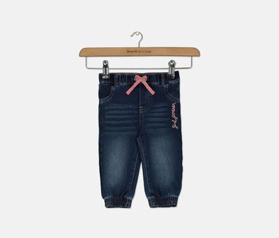 Baby Girls Girl Power Jeans Authentic Wash Baby Girls Girl Power Jeans Authentic Wash