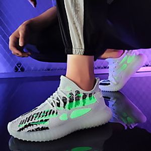 Men's Trainers Athletic Shoes Sporty Look Sporty Athletic Outdoor Running Shoes Basketball Shoes Tissage Volant Breathable Non-slipping Height-increasing Booties / Ankle Boots White Black Color Block miniinthebox