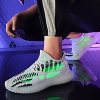 Men's Trainers Athletic Shoes Sporty Look Sporty Athletic Outdoor Running Shoes Basketball Shoes Tissage Volant Breathable Non-slipping Height-increasing Booties / Ankle Boots White Black Color Block miniinthebox - thumbnail
