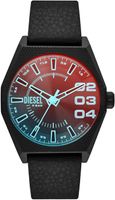Diesel Scraper Three-Hand Black Leather Watch - DZ2175