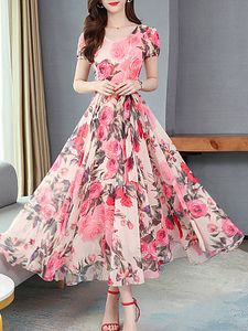 V-Neck Printed Maxi Dress