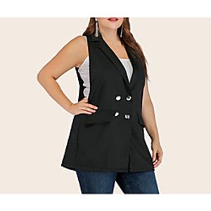 Women's Plus Size Vest V Neck Causal Daily Spring   Fall Black Big Size XL 2XL 3XL 4XL Lightinthebox