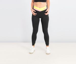 Womens Hit Feel It 7/8 Tights  Black/Bridal Rose/Yellow