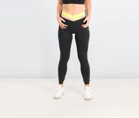 Womens Hit Feel It 7/8 Tights  Black/Bridal Rose/Yellow - thumbnail