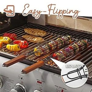 1pc Portable BBQ Grill Baskets For Camping Charcoal Grill Outdoors Grill Tools Non-stick Roasting Meat Accessories, Grilling Cookware  Rotisseries Lightinthebox