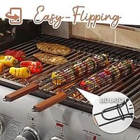 1pc Portable BBQ Grill Baskets For Camping Charcoal Grill Outdoors Grill Tools Non-stick Roasting Meat Accessories, Grilling Cookware  Rotisseries Lightinthebox - thumbnail