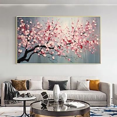 Handmade Oil Painting Canvas Wall Art Decor Pink Original Flowering tree Home Decor With Stretched FrameWithout Inner Frame Painting Lightinthebox