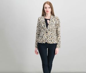 Petite Leopard Print Blazer  Beige/Black