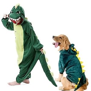 Kid's Adults' Kigurumi Pajamas Dinosaur Animal Onesie Pajamas Funny Costume Flannel Cosplay For Men and Women Boys and Girls Dog's Halloween Animal Sleepwear Cartoon Lightinthebox