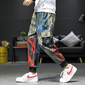 Men's Stylish Casual / Sporty Comfort Breathable Daily Sports Pants Pants Camouflage Full Length Pocket Print Blue Green Red miniinthebox