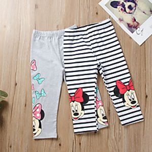 Kids Girls' Pants Gray Black Striped Print Active Basic 2-6 Years miniinthebox
