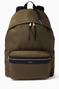 City Backpack in Nylon Canvas & Leather