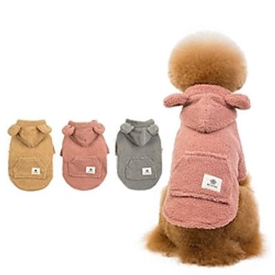 Dog Cat Coat Solid Colored Adorable Stylish Ordinary Outdoor Casual Daily Winter Dog Clothes Puppy Clothes Dog Outfits Warm Pink Khaki Grey Costume for Girl and Boy Dog Fleece S M L XL XXL miniinthebox