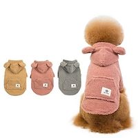 Dog Cat Coat Solid Colored Adorable Stylish Ordinary Outdoor Casual Daily Winter Dog Clothes Puppy Clothes Dog Outfits Warm Pink Khaki Grey Costume for Girl and Boy Dog Fleece S M L XL XXL miniinthebox - thumbnail