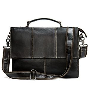 Men's Bags Cowhide Shoulder Messenger Bag Laptop Bag Briefcase Zipper Going out Office  Career Handbags Coffee miniinthebox