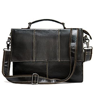 Men's Bags Cowhide Shoulder Messenger Bag Laptop Bag Briefcase Zipper Going out Office  Career Handbags Coffee miniinthebox