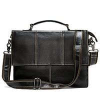 Men's Bags Cowhide Shoulder Messenger Bag Laptop Bag Briefcase Zipper Going out Office  Career Handbags Coffee miniinthebox - thumbnail