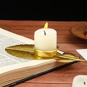 Golden Leaf Iron Art Candlestick Modern And Simple Creative Metal Material Home Decoration Suitable For Home Restaurant And Party Atmosphere Decoration Lightinthebox
