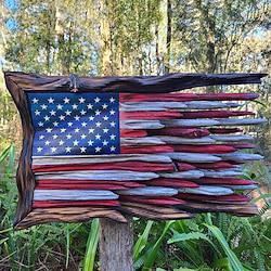 Handmade Honor US Flag with Cypress Trim,3D Iron Patriotic Indoor/Outdoor American Flag Spring Decorations Lightinthebox