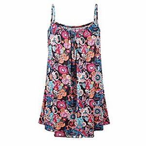 Women's Floral Print Tops Young Ladies Tunic Tank O Neck Designer Clothing Casual Summer Fashion 2020 Pleat Flattering Sleeveless Cami Junior Flowy Swing Camisoles Red Flower XL Lightinthebox