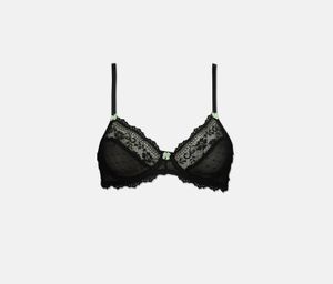 Womens Light Padded Underwire Lace Bra  Black
